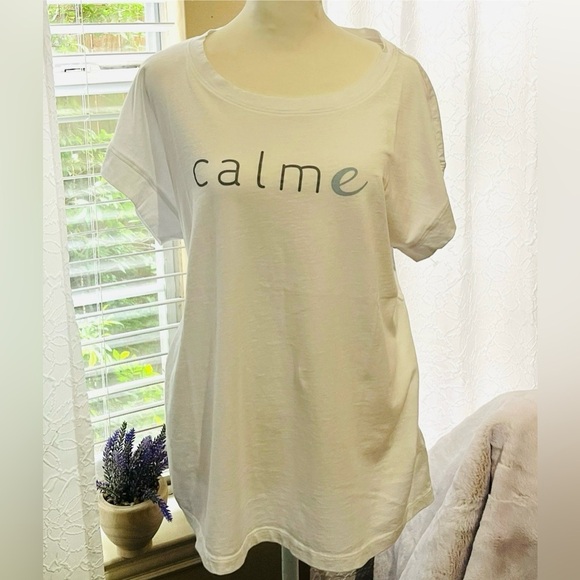 CALME By JOHNNY WAS Minimalist Scoop Nevk Tank Top - Women’s Size M White NWT - Picture 1 of 6